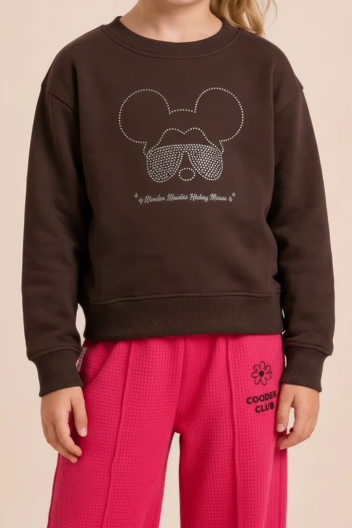 Junior Girls Espresso Cotton Fleece Sweatshirt – Espresso Brown | Regular Fit