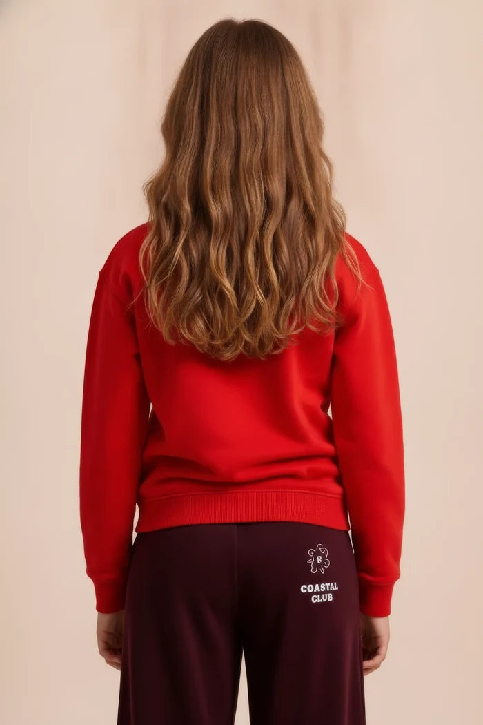 Junior Girls Tomato Cotton Fleece Corduroy Sweatshirt – Donald Duck Graphic | Regular Fit