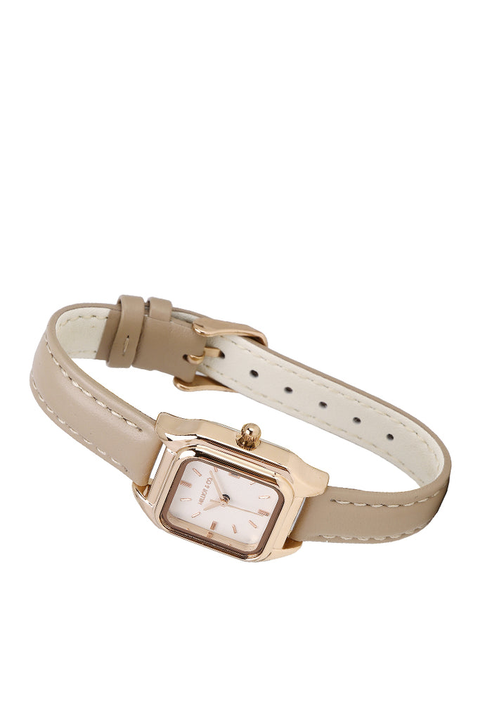 Kaytie Rose Gold Leather Analog Watches (Beige)