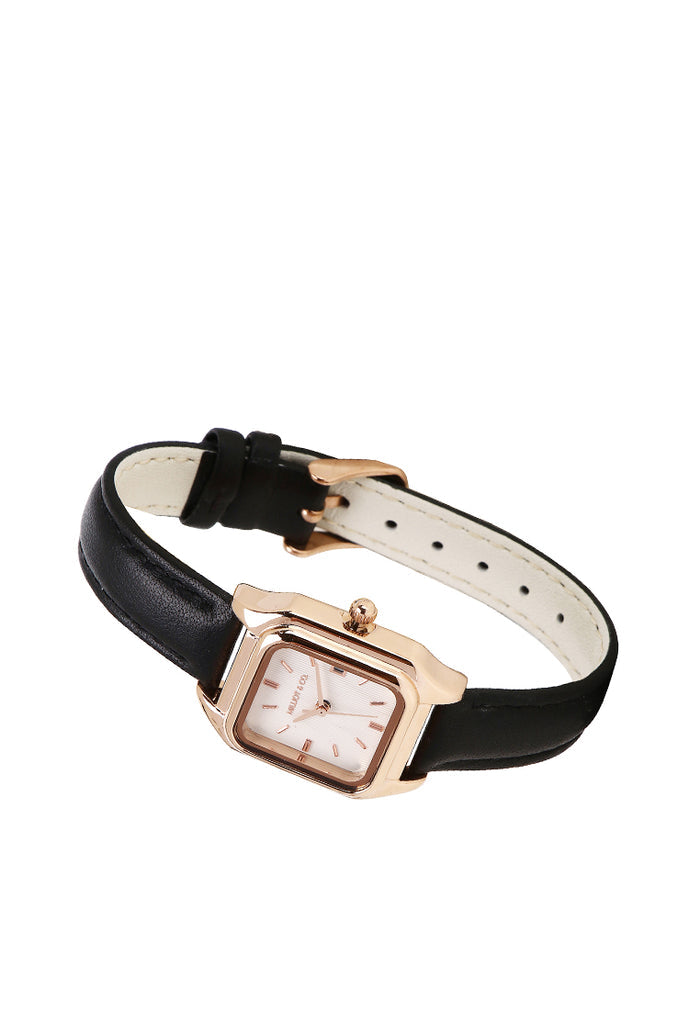 Kaytie Rose Gold Leather Analog Watches (Black)