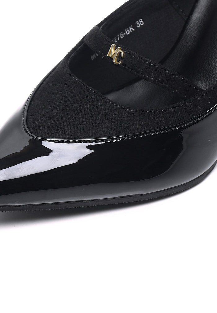 Kennedy Patent Slingback Wedges (Black)