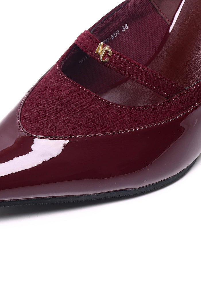 Kennedy Patent Slingback Wedges (Maroon)