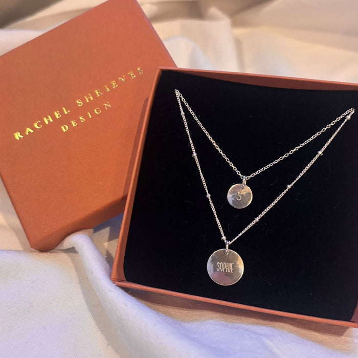 Large Hammered Silver Disc Necklace – Personalised Minimal Pendant