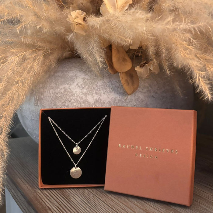 Large Hammered Silver Disc Necklace – Personalised Minimal Pendant
