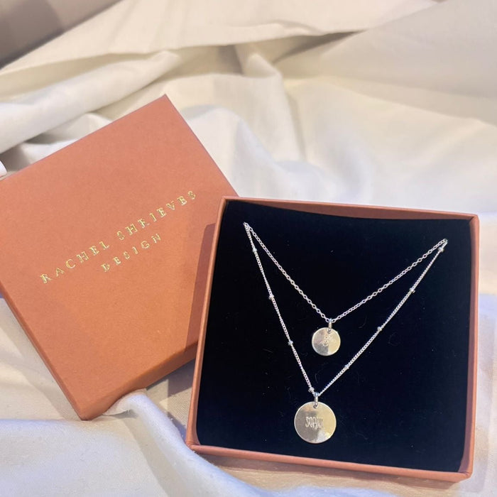 Large Hammered Silver Disc Necklace – Personalised Minimal Pendant