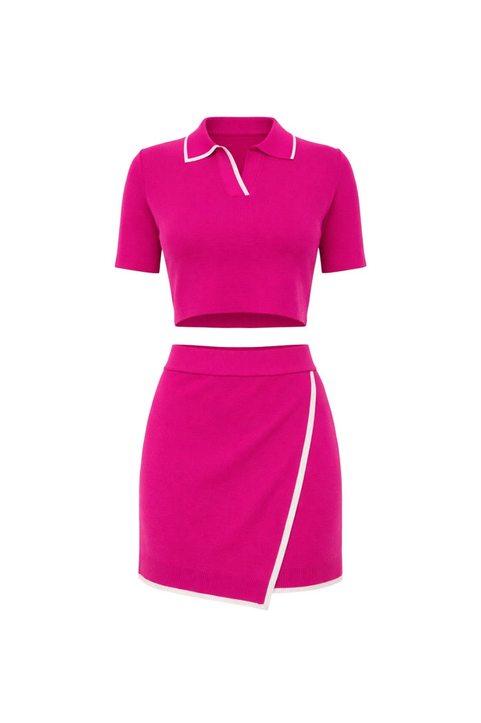 *Latto Fuchsia Knit Sporty Skirt Set
