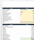 Lawn care business spreadsheet quote calculator with recurring frequency, mowing, edging, labor and profit calculations