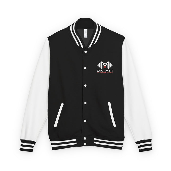 Letterman Jacket — Retro "On Air" Radio Varsity Jacket (Red & White)