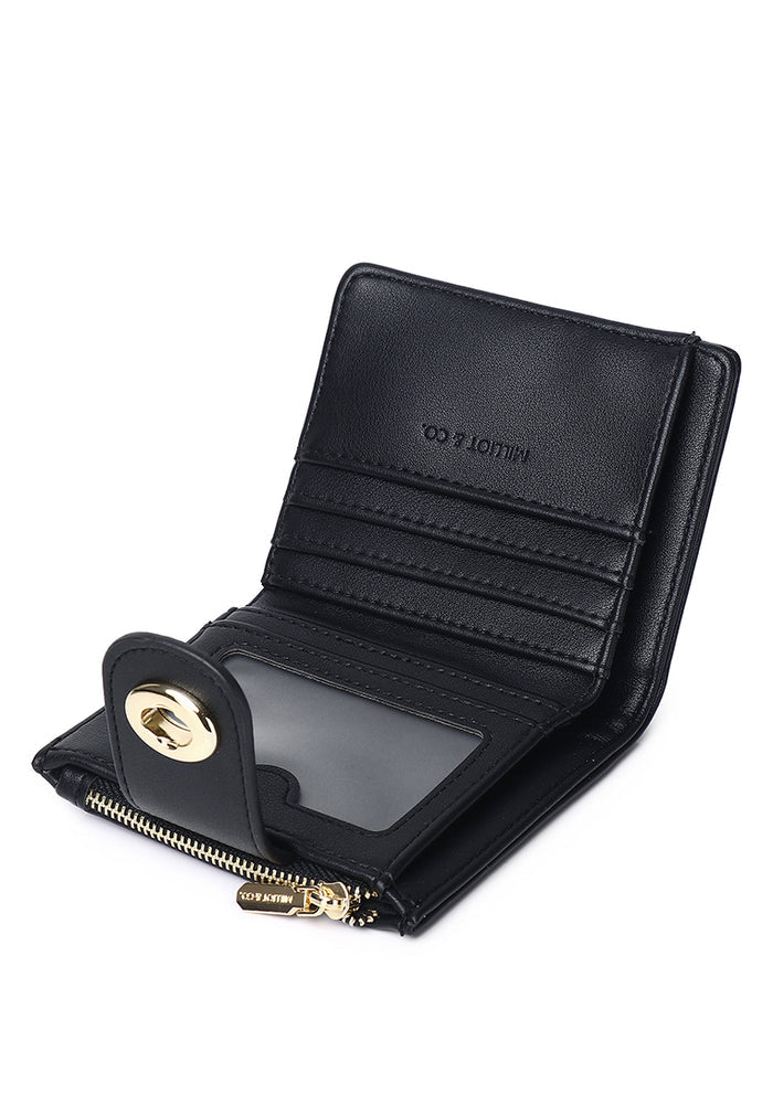 Lizzy Turn-Lock Top Zip Mini Wallet (Black)