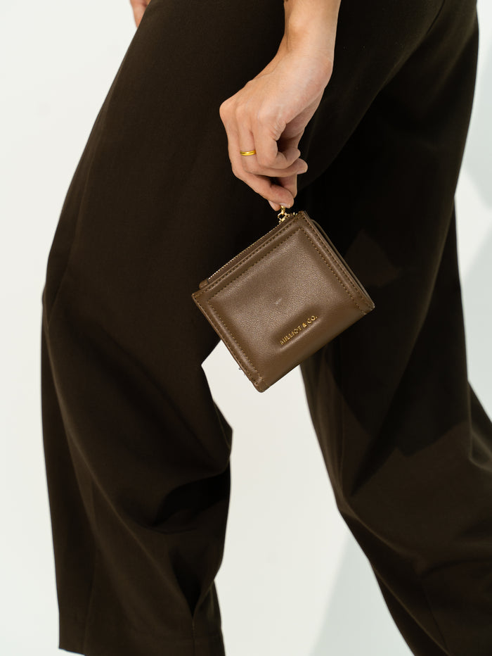 Lizzy Turn-Lock Top Zip Mini Wallet (Coffee)