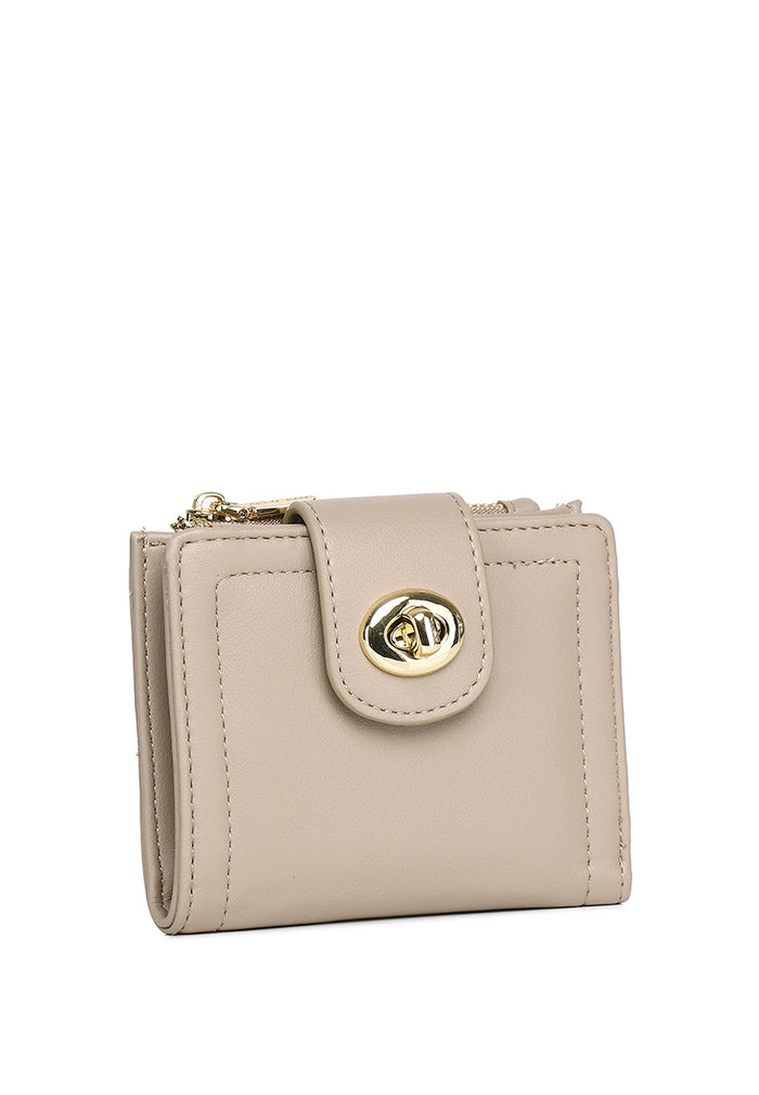 Lizzy Turn-Lock Top Zip Mini Wallet (Smoke)