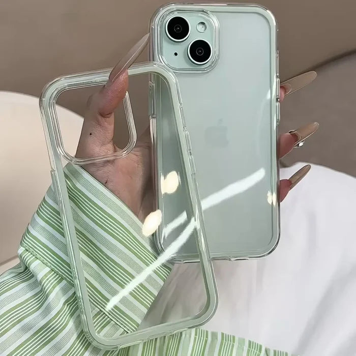 Luxury Candy Color Frame Clear Back Phone Case For iPhone 17 16 15 14 13 12 Pro Max- Acrylic Shockproof Bumper Cover