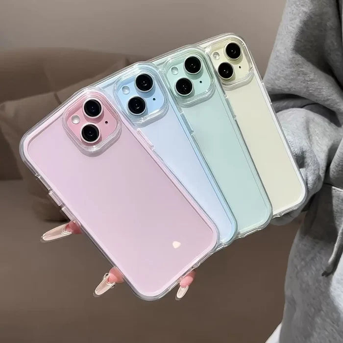 Luxury Candy Color Frame Clear Back Phone Case For iPhone 17 16 15 14 13 12 Pro Max- Acrylic Shockproof Bumper Cover