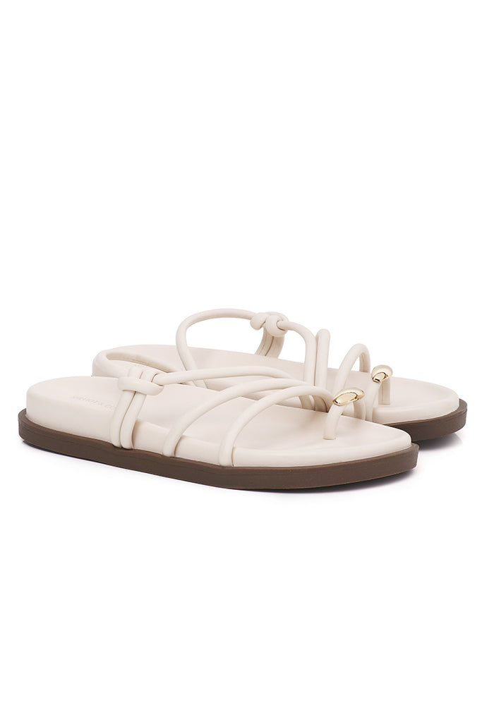 Lydia Strappy Toe Ring Sandals (White)