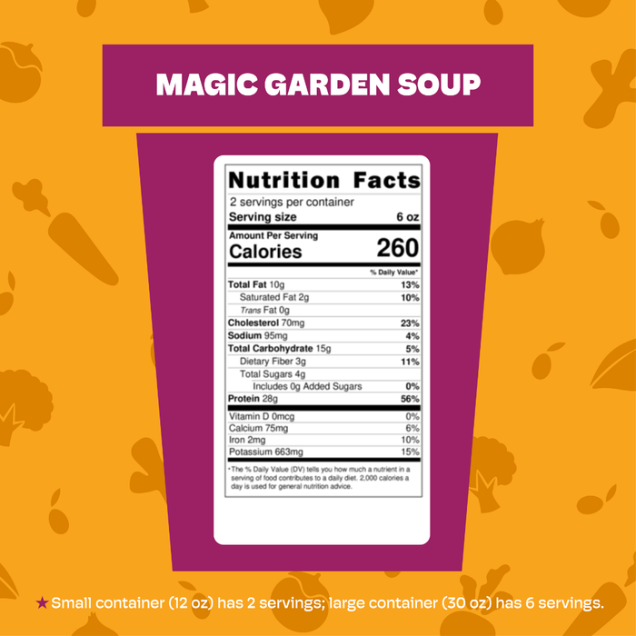 Magic Garden Soup nutrition — high-protein, immune-boosting, gluten-free