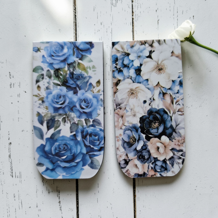 Magnetic Bookmark | Set of 2 | Azure Blooms