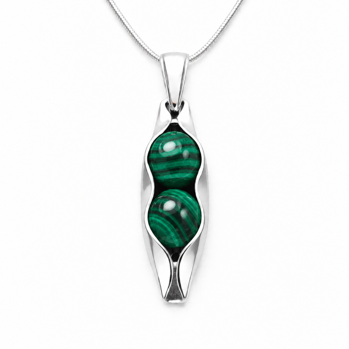 Malachite | The Stone Of Transformation | Two Peas in a Pod Necklace | Personalised Gift