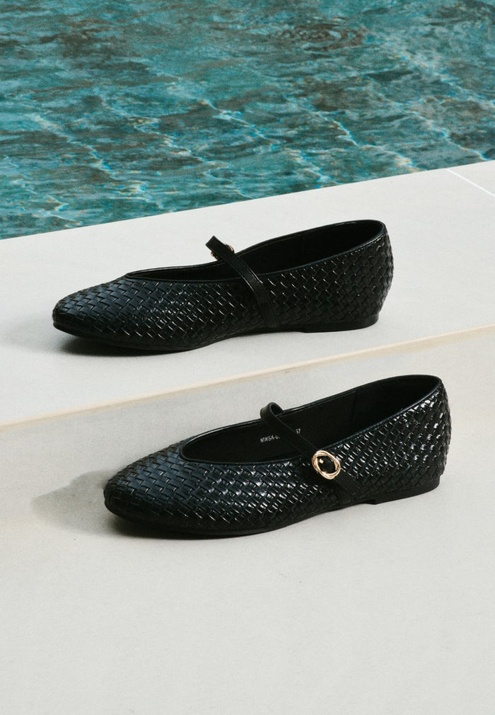 Maya Braided Mary Janes Flats & Ballerina (Black)