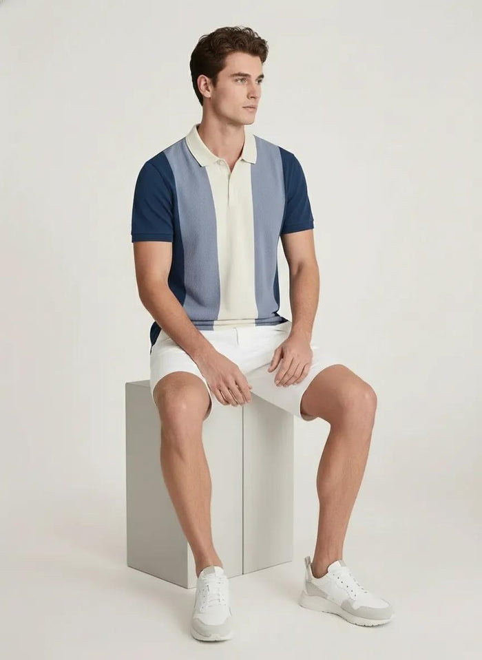 Men Air-Force Colourblocked Polo Collar T-shirt