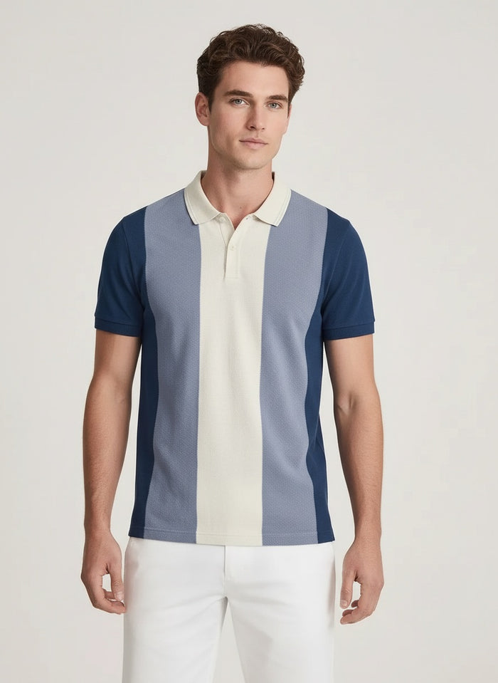 Men Air-Force Colourblocked Polo Collar T-shirt