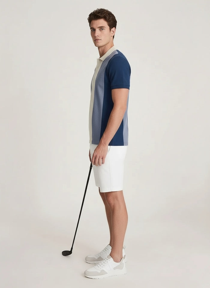Men Air-Force Colourblocked Polo Collar T-shirt