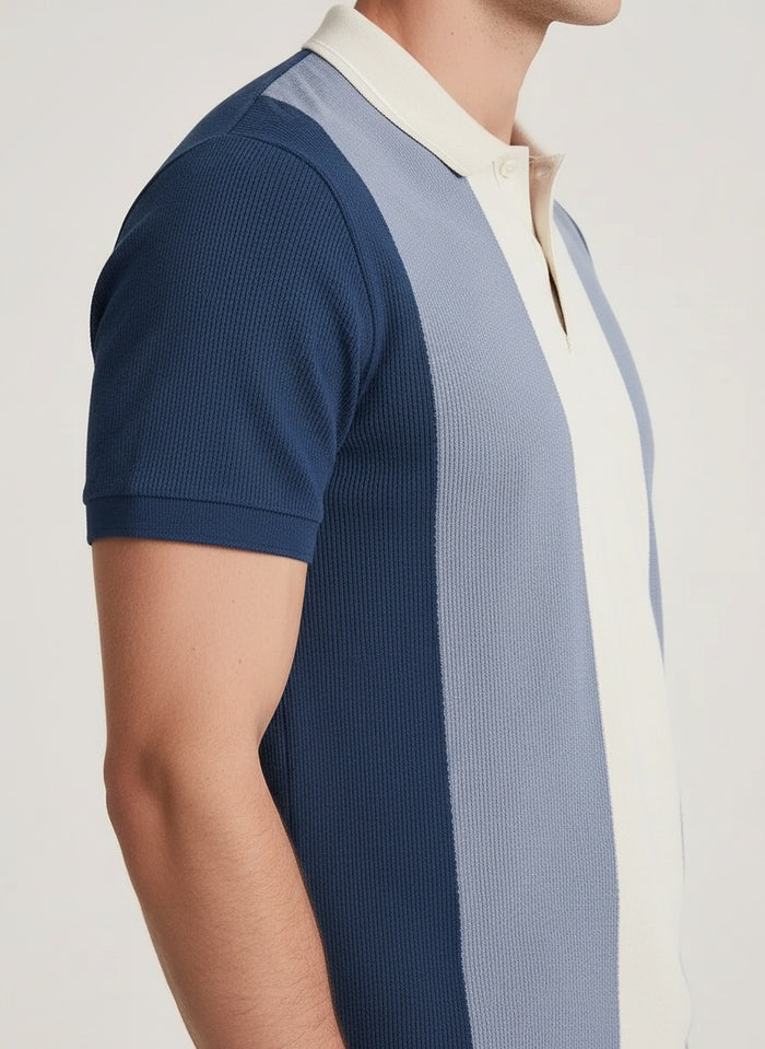 Men Air-Force Colourblocked Polo Collar T-shirt