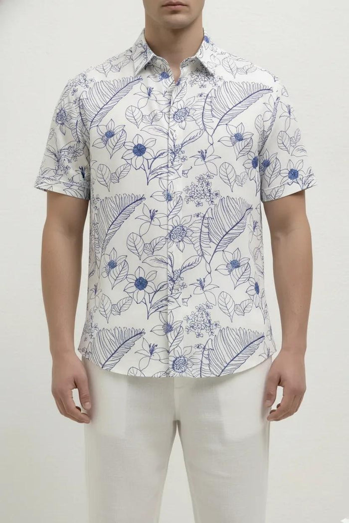 Men Air-Force Floral Printed Casual Shirt