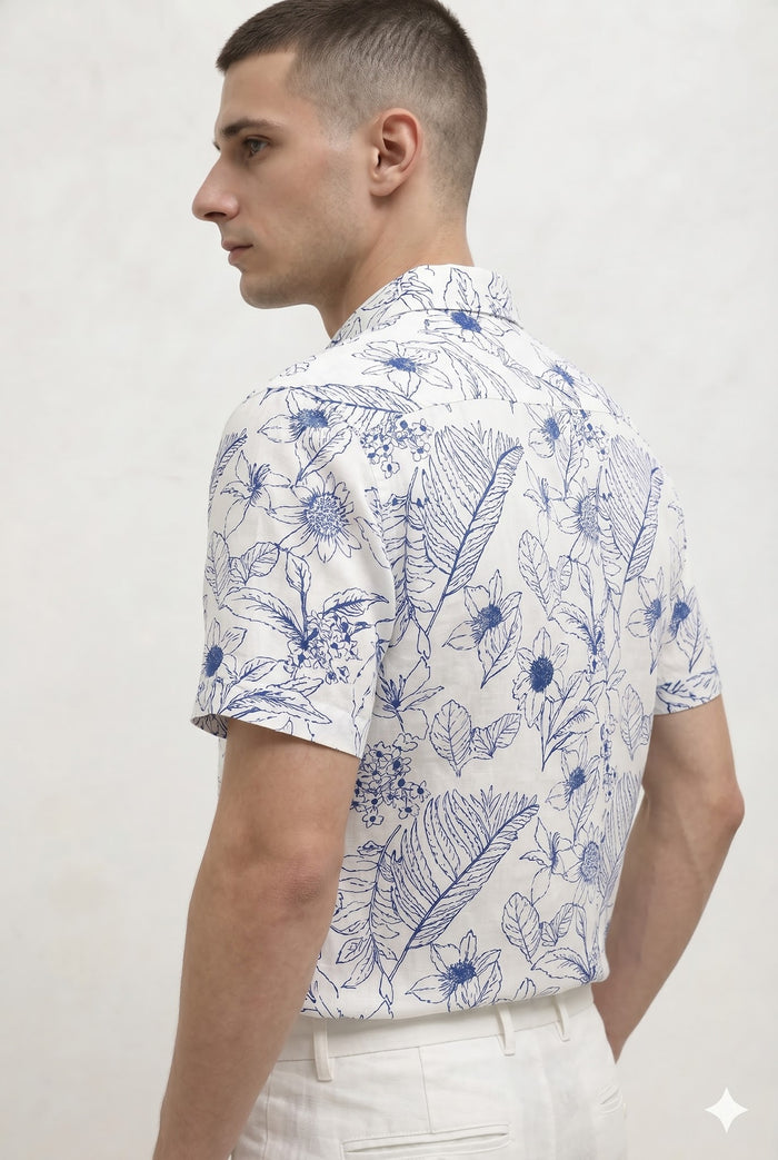 Men Air-Force Floral Printed Casual Shirt