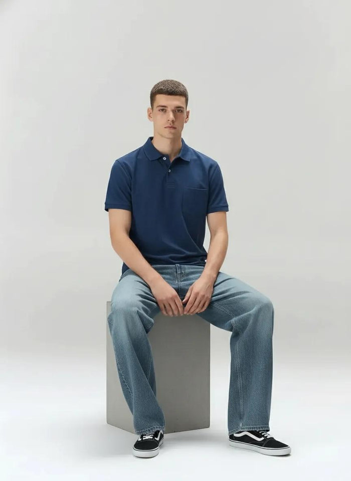 Men Air-Force Polo Collar Pockets T-shirt