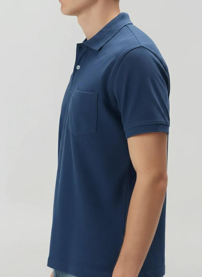 Men Air-Force Polo Collar Pockets T-shirt