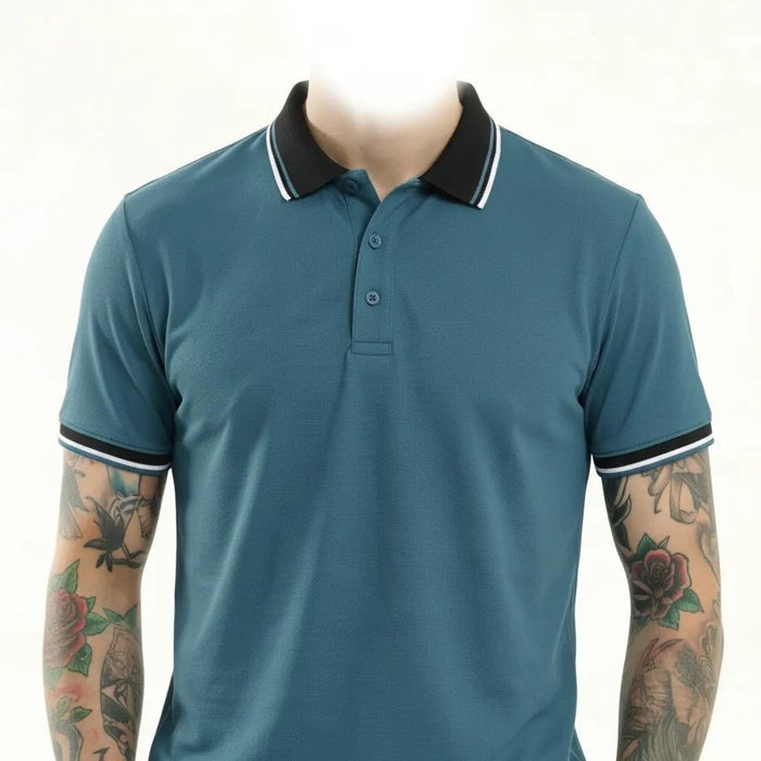 Men Air-Force Polo Collar Solid T-shirt