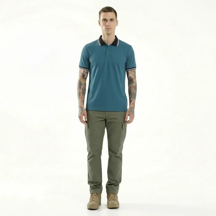Men Air-Force Polo Collar Solid T-shirt