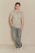 Men Arona Floral Printed Polo Collar T-shirt