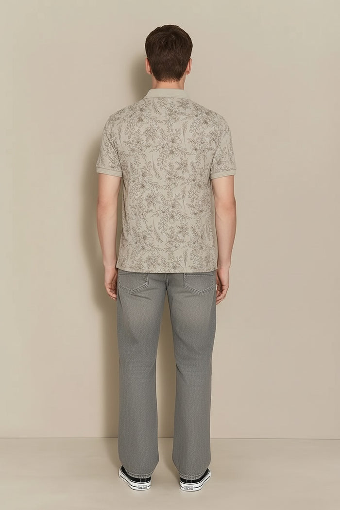 Men Arona Floral Printed Polo Collar T-shirt