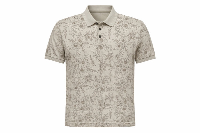 Men Arona Floral Printed Polo Collar T-shirt