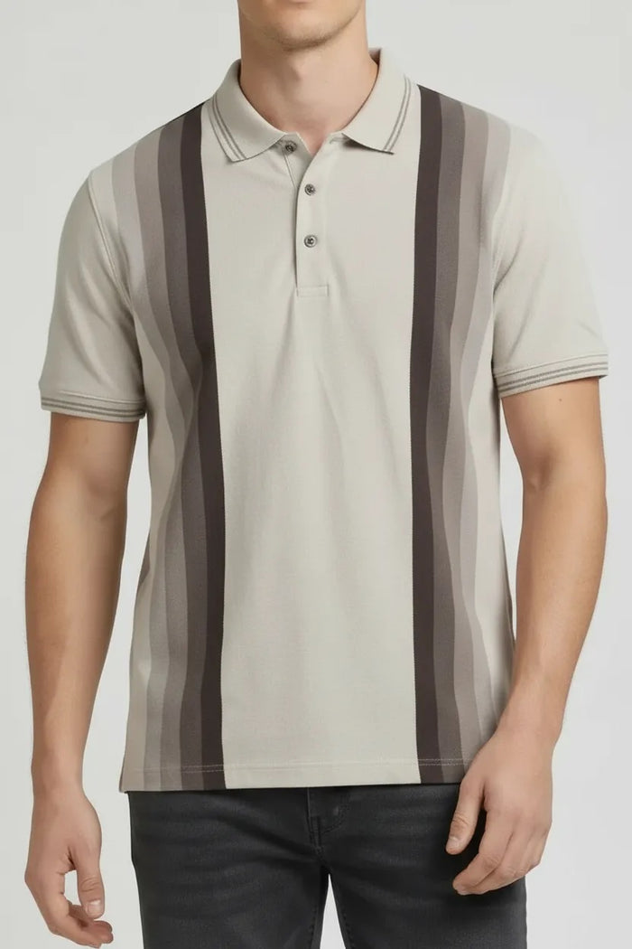 Men Arona Striped Polo Collar T-shirt