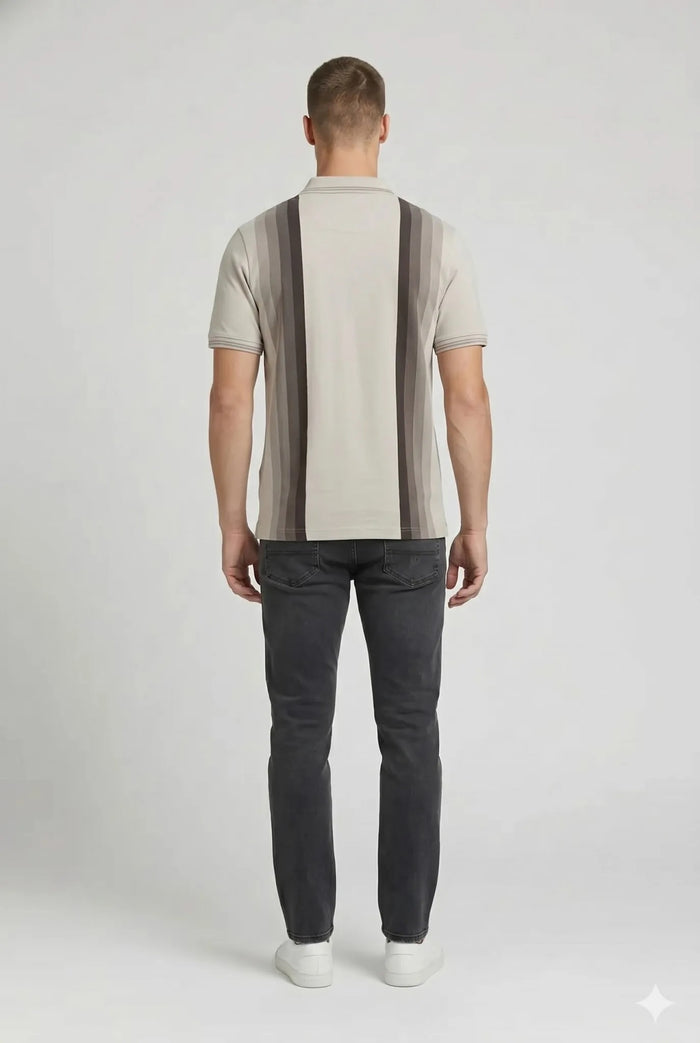 Men Arona Striped Polo Collar T-shirt