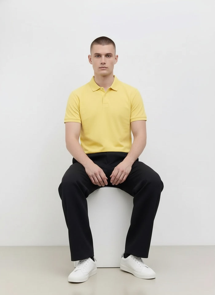 Men Banana Polo Collar Solid T-shirt