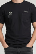 Men Black Brand Logo Pockets T-shirt