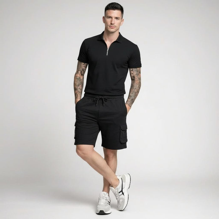 Men Black Cargo Shorts