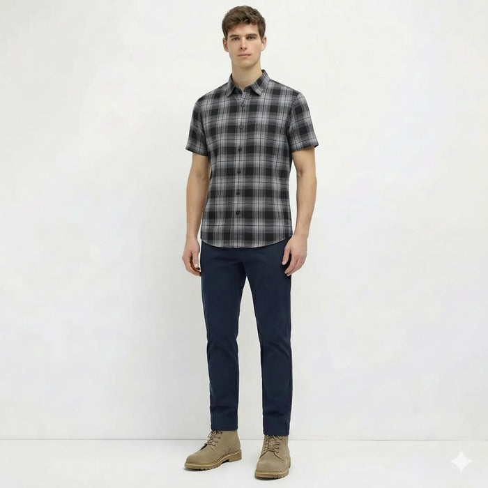 Men Black Checked Casual Shirt