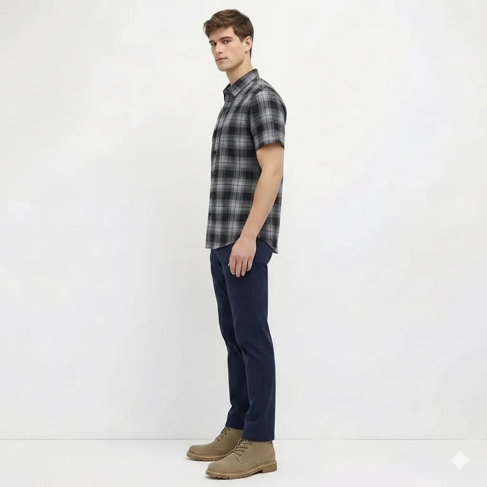 Men Black Checked Casual Shirt