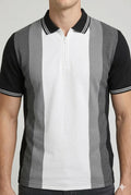 Men Black Colourblocked Polo Collar T-shirt