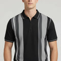 Men Black Colourblocked Polo Collar T-shirt