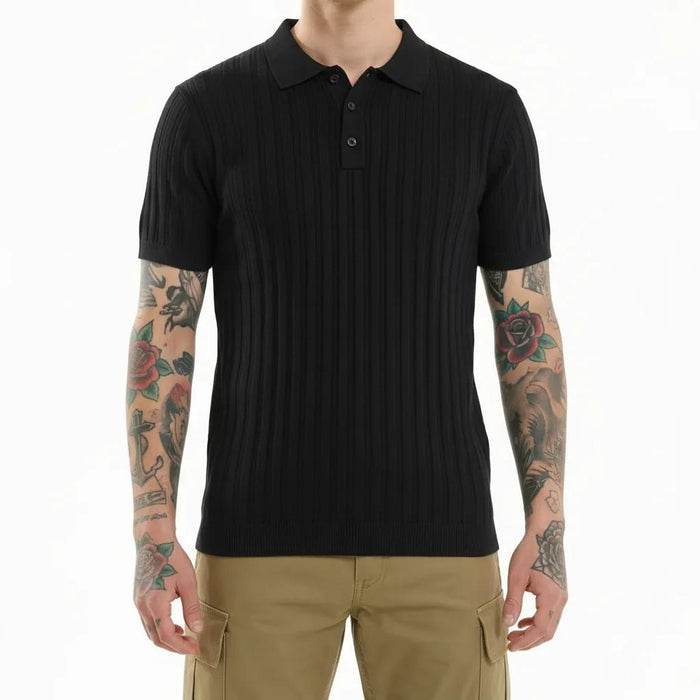 Men Black Polo Collar T-shirt