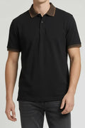 Men Black Polo Collar T-shirt