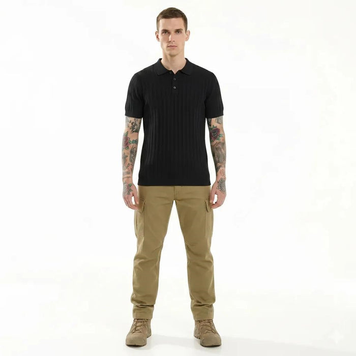 Men Black Polo Collar T-shirt