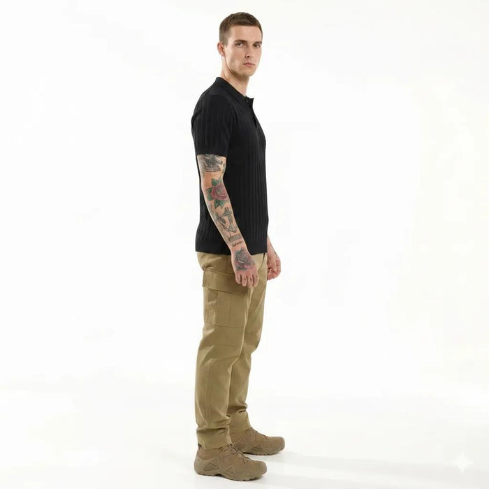 Men Black Polo Collar T-shirt