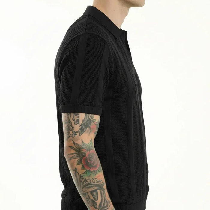 Men Black Polo Collar T-shirt