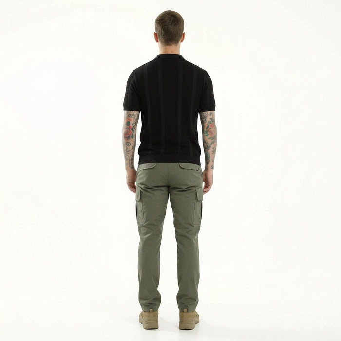 Men Black Polo Collar T-shirt
